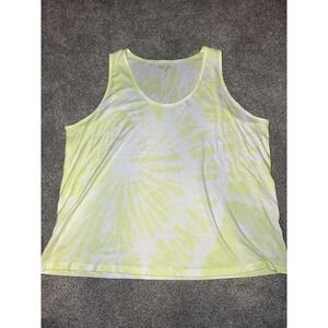 Athleta Lime Green Vibrant Tie Dye Summer Bright Coastal Sleeveless Tank Top 2X